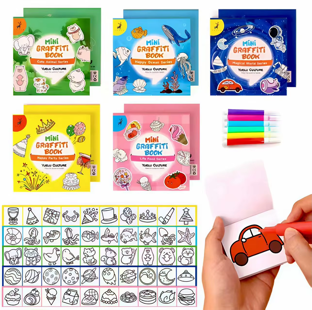 Food And Snacks Coloring Book - 50Sheets Mini Graffiti Notebook for Kids