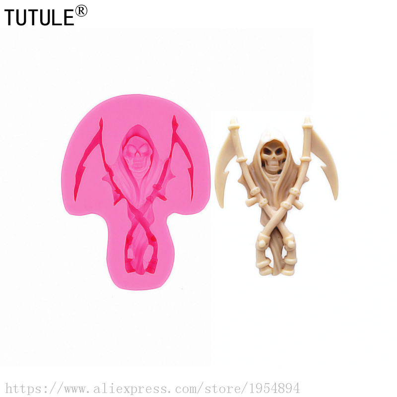 Zombie Snacks - Death Scythe-SKULL SILICONE MOLD skeleton cameo