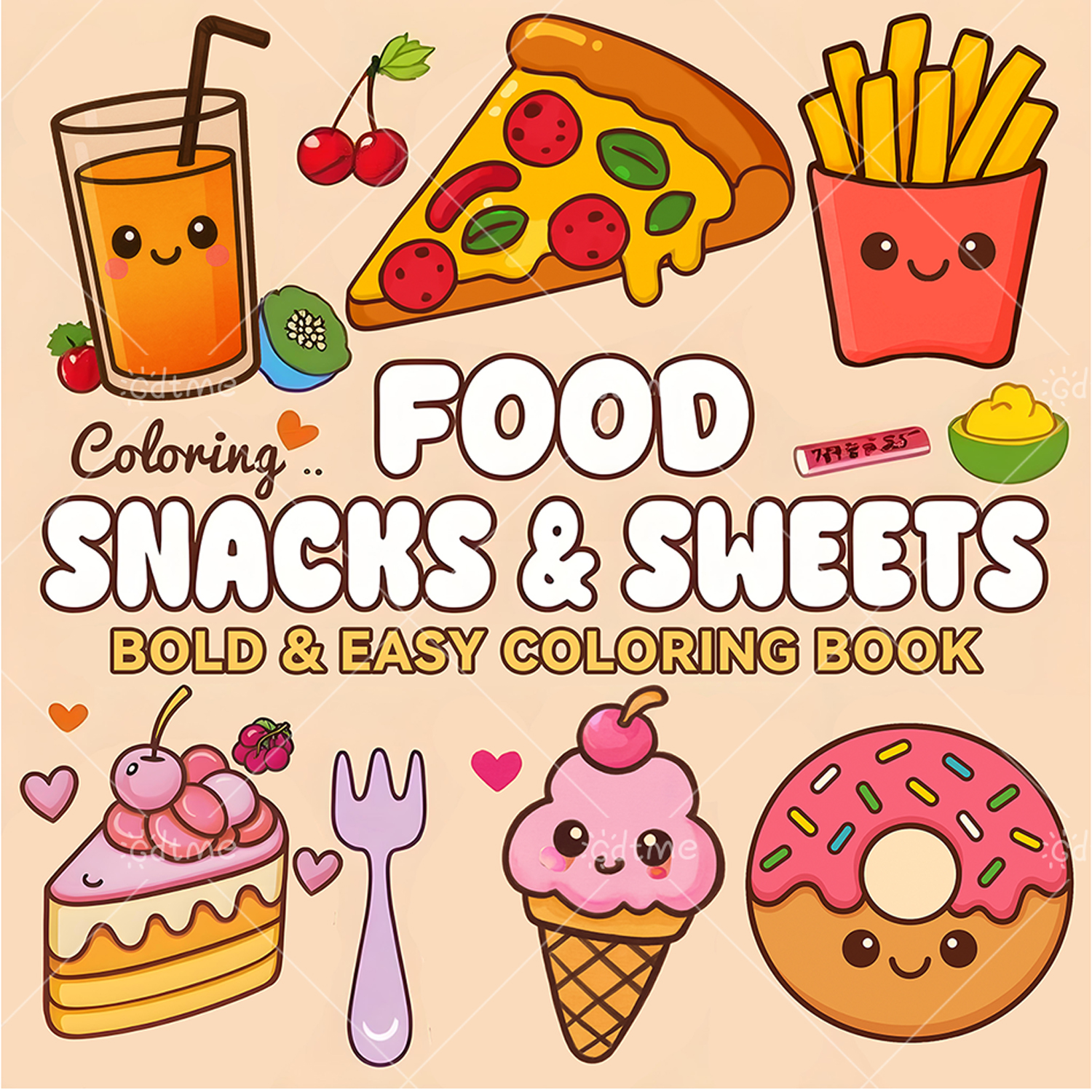FOOD SNACKS & SWEETS Themed Co - Food And Snacks Coloring Book avaliação e preço