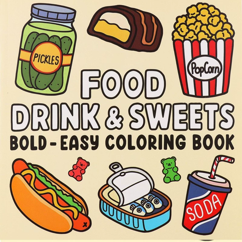 Food Drinks and Desserts Color - Food And Snacks Coloring Book avaliação e preço