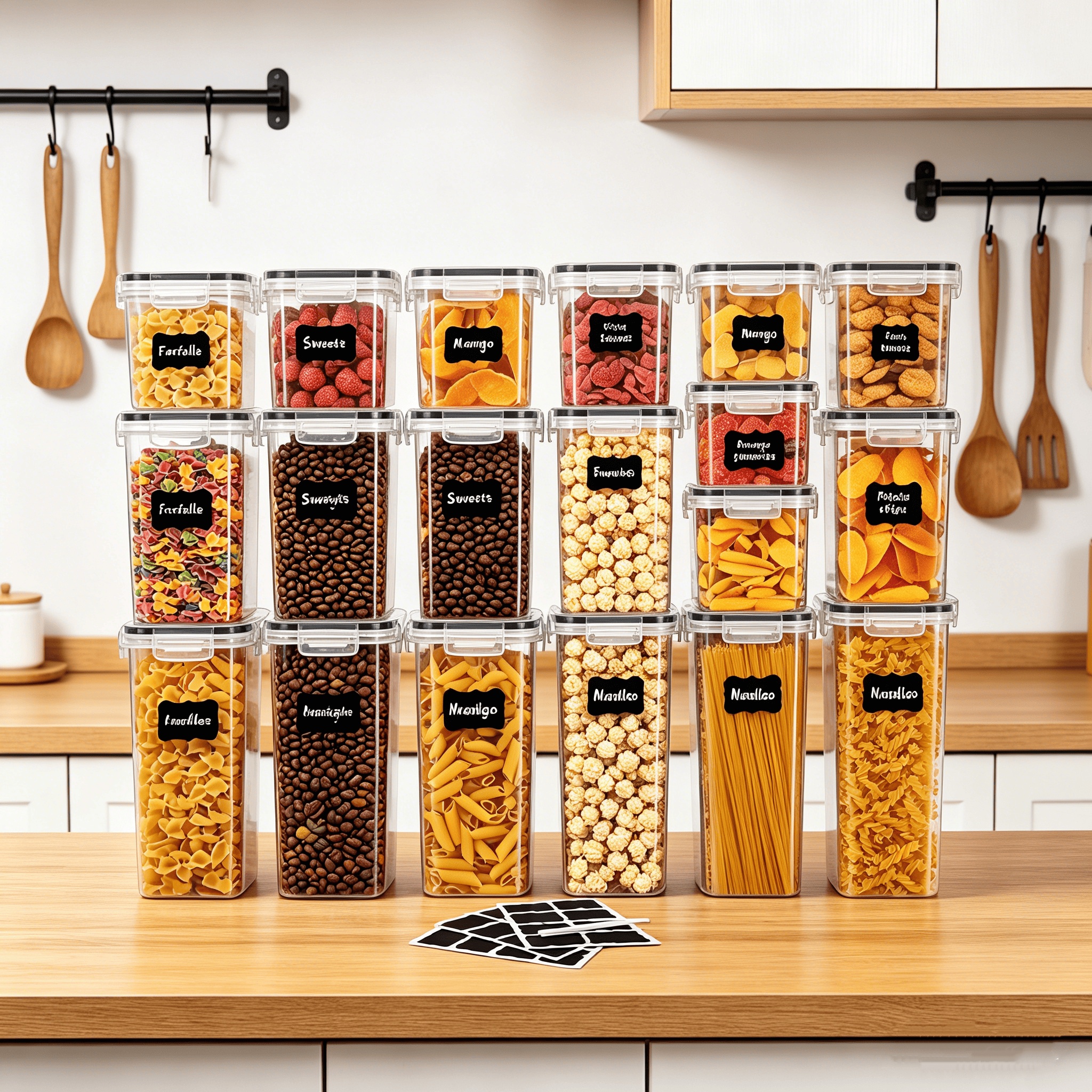 30PCS-Airtight storage bins, m - Snacks Food Labels avaliação e preço