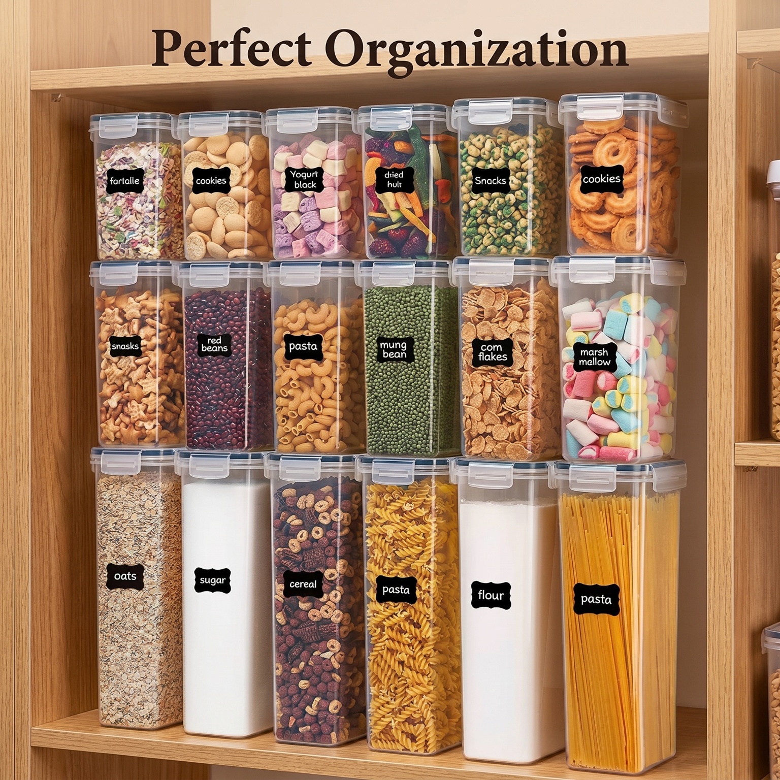 24 Pack Airtight Cereal Storag - Snacks Food Labels avaliação e preço