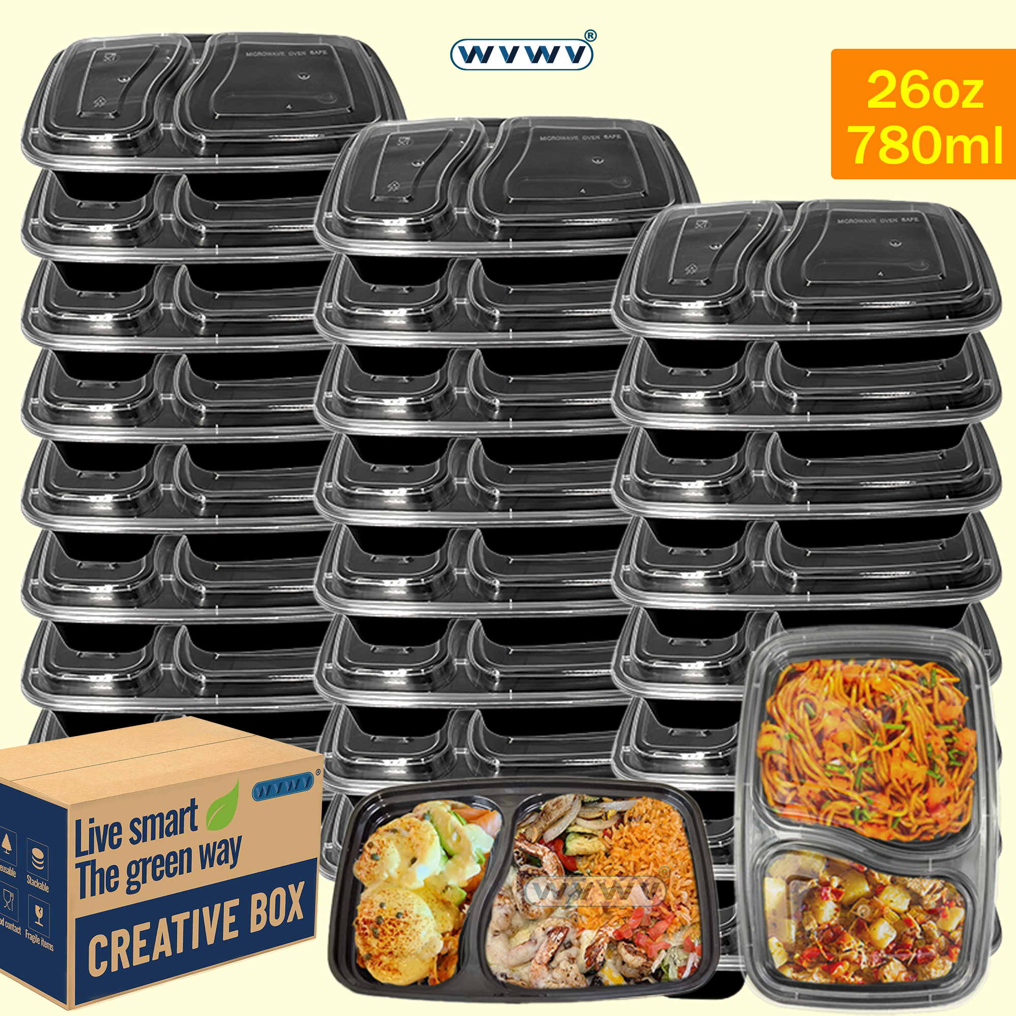 10/40 Pack 26 oz Two-Compartme - Food Snacks For Christmas avaliação e preço