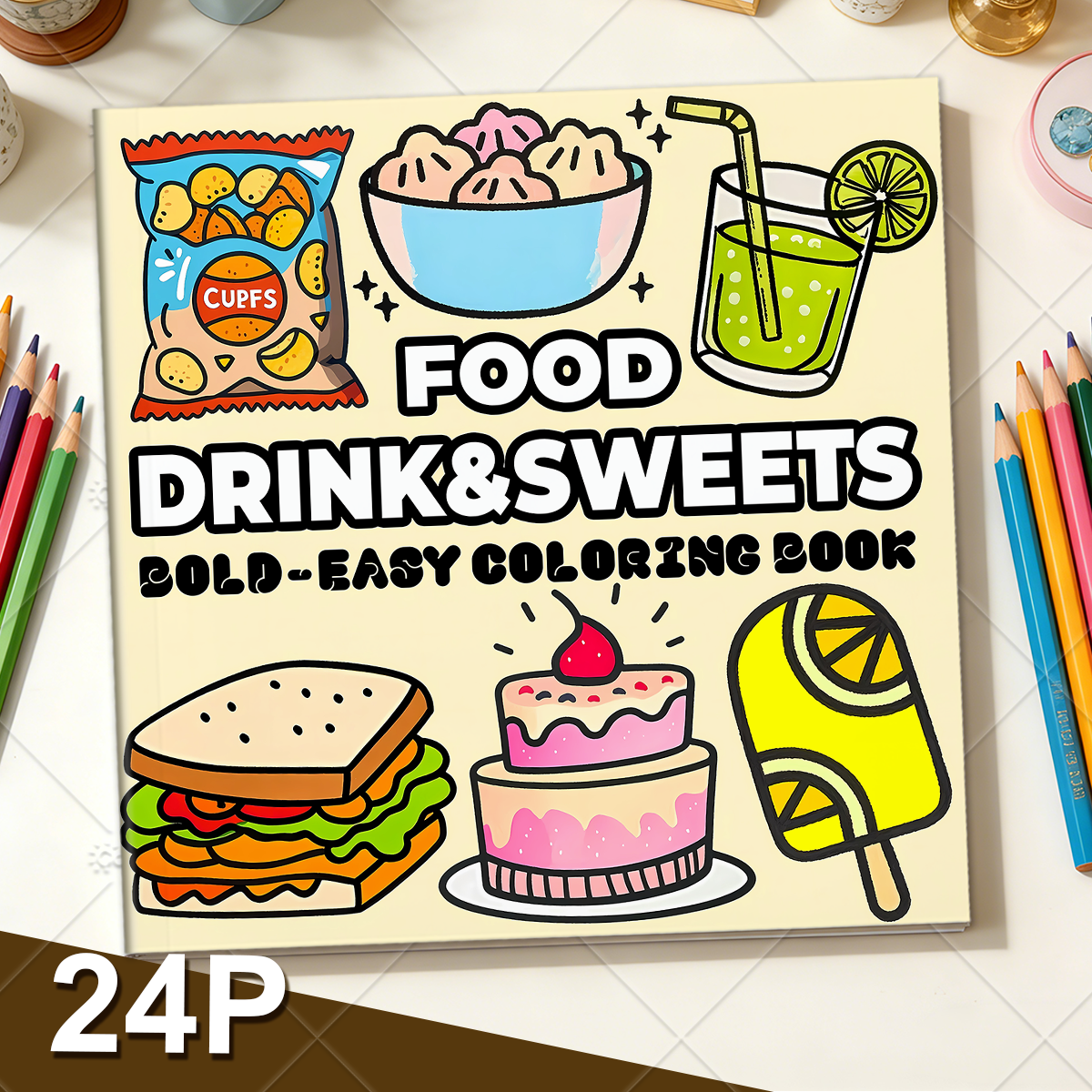 Food Drinks & Sweets Bold & Ea - Food And Snacks Coloring Book avaliação e preço