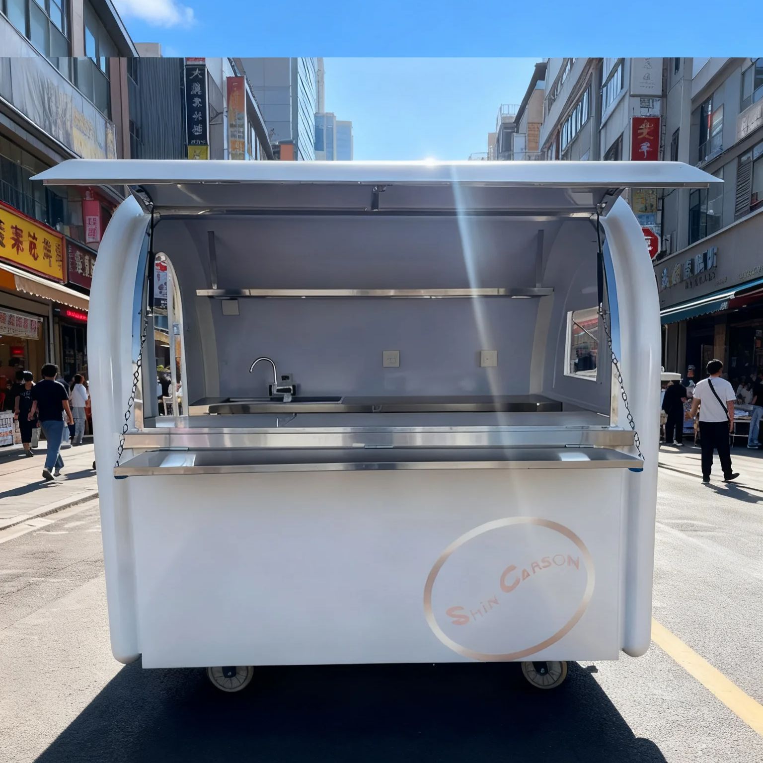 Outdoor Food Trailer round Mob - Food Snacks Business avaliação e preço