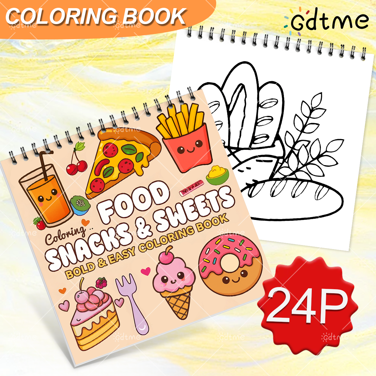 FOOD SNACKS & SWEETS Themed Co - Food And Snacks Coloring Book avaliação e preço