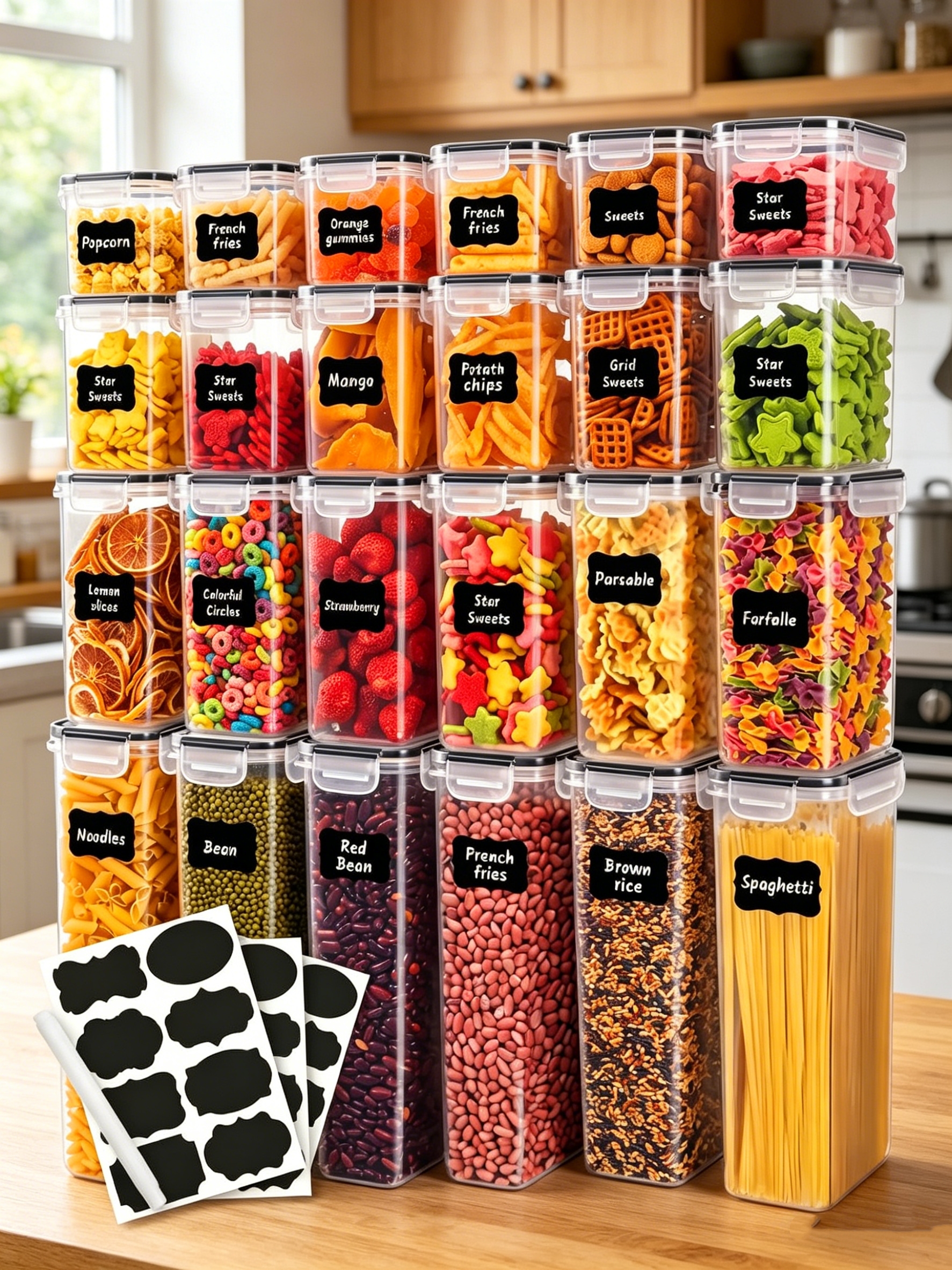 42PCS-Kitchen,Airtight food st - Snacks Food Labels avaliação e preço