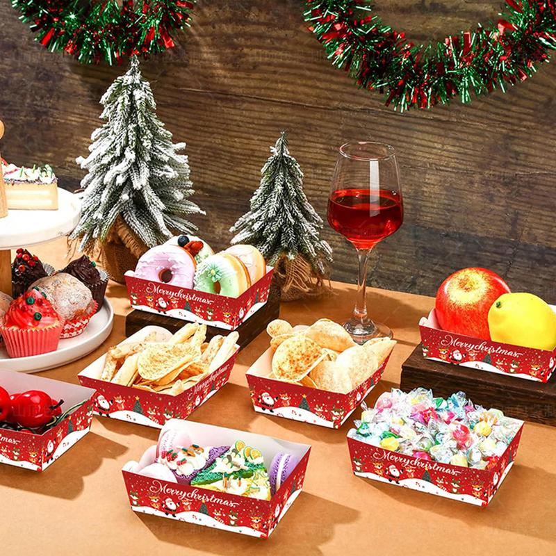 Christmas Paper Food Tray Chri - Food Snacks For Christmas avaliação e preço