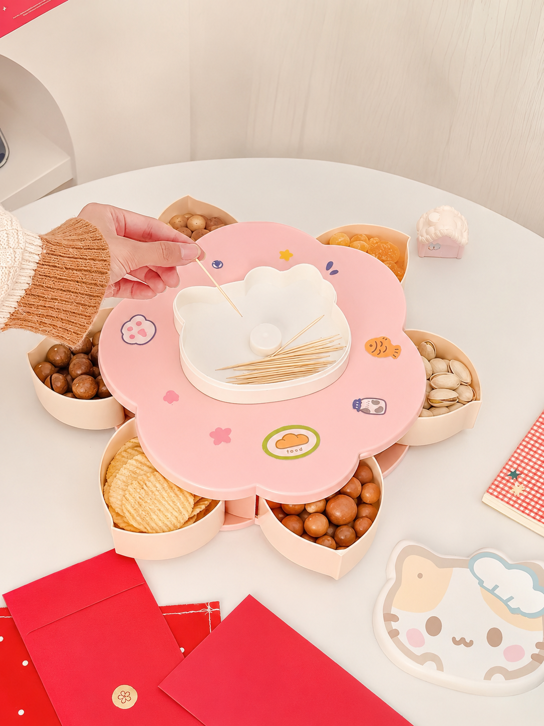 Rotatable Cute Cartoon Divided - Food Good Snacks avaliação e preço